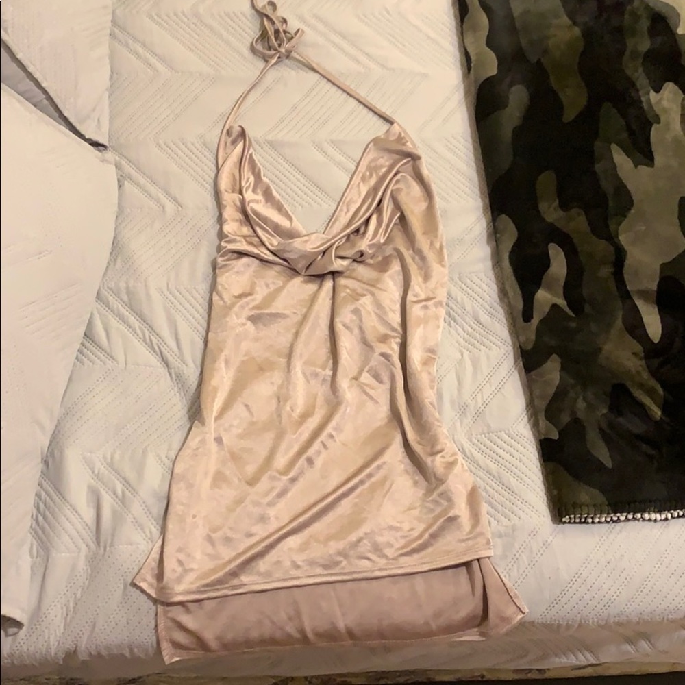 Silk beige dress.